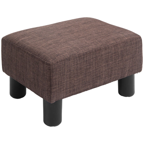 Linen Fabric Footstool 40cm Wide With Plastic Legs - Velmora