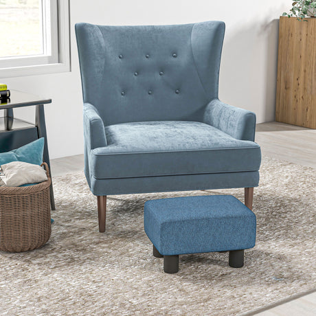 Linen Fabric Footstool 40cm Wide With Plastic Legs - Velmora