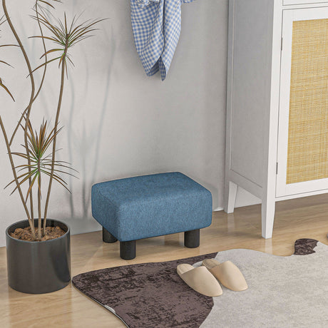 Linen Fabric Footstool 40cm Wide With Plastic Legs - Velmora