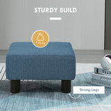 Linen Fabric Footstool 40cm Wide With Plastic Legs - Velmora