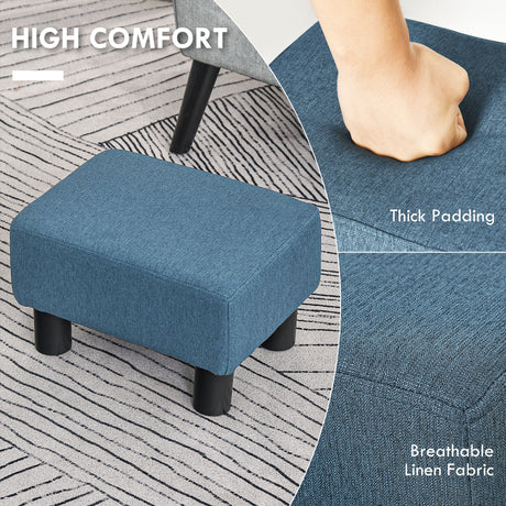 Linen Fabric Footstool 40cm Wide With Plastic Legs - Velmora