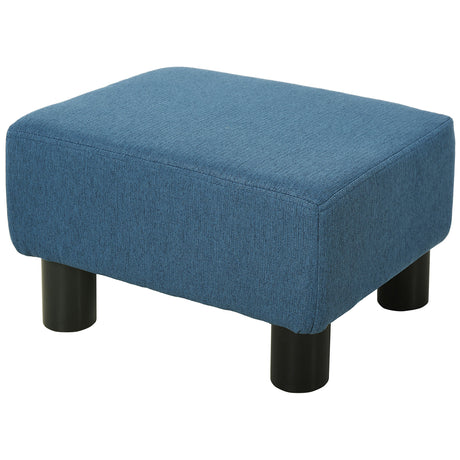 Linen Fabric Footstool 40cm Wide With Plastic Legs - Velmora