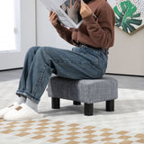 Linen Fabric Footstool 40cm Wide With Plastic Legs - Velmora