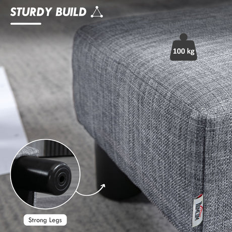 Linen Fabric Footstool 40cm Wide With Plastic Legs - Velmora