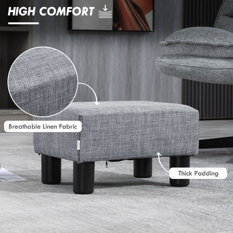 Linen Fabric Footstool 40cm Wide With Plastic Legs - Velmora