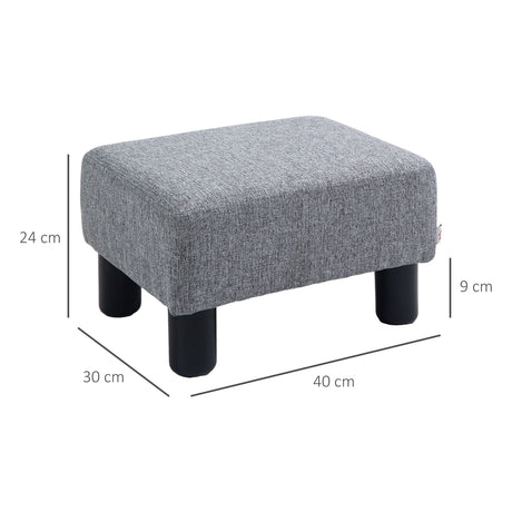 Linen Fabric Footstool 40cm Wide With Plastic Legs - Velmora