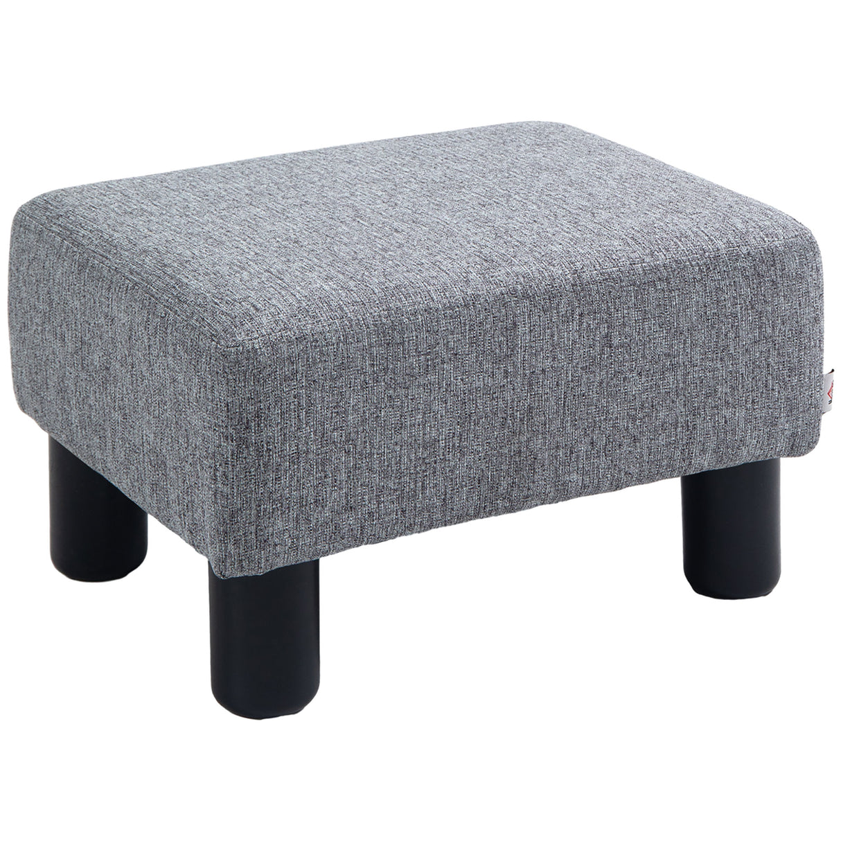 Linen Fabric Footstool 40cm Wide With Plastic Legs - Velmora
