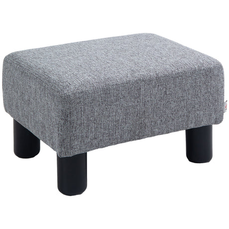 Linen Fabric Footstool 40cm Wide With Plastic Legs - Velmora