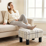 Linen Fabric Footstool 40cm Wide With Plastic Legs - Velmora