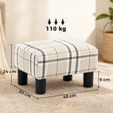 Linen Fabric Footstool 40cm Wide With Plastic Legs - Velmora