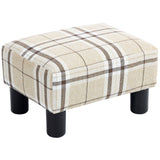 Linen Fabric Footstool 40cm Wide With Plastic Legs - Velmora