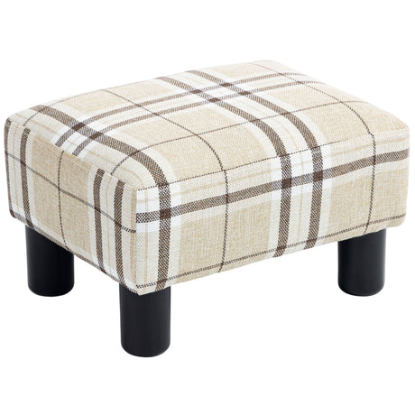 Linen Fabric Footstool 40cm Wide With Plastic Legs - Velmora