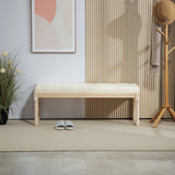 Linen Fabric Hallway Seating Bench 115cm Wide With Wooden Frame - Velmora