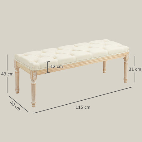 Linen Fabric Hallway Seating Bench 115cm Wide With Wooden Frame - Velmora