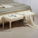 Linen Fabric Hallway Seating Bench 115cm Wide With Wooden Frame - Velmora