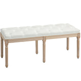Linen Fabric Hallway Seating Bench 117cm Wide With Wooden Frame - Velmora