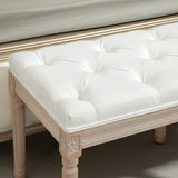 Linen Fabric Hallway Seating Bench 117cm Wide With Wooden Frame - Velmora