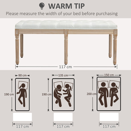 Linen Fabric Hallway Seating Bench 117cm Wide With Wooden Frame - Velmora
