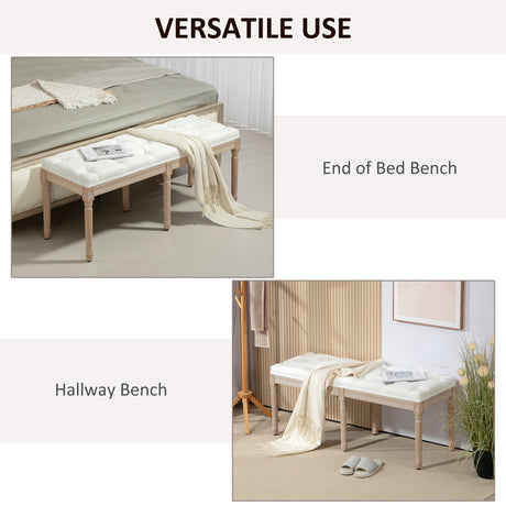 Linen Fabric Hallway Seating Bench 117cm Wide With Wooden Frame - Velmora