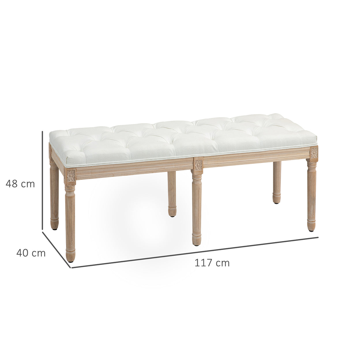 Linen Fabric Hallway Seating Bench 117cm Wide With Wooden Frame - Velmora