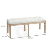 Linen Fabric Hallway Seating Bench 117cm Wide With Wooden Frame - Velmora