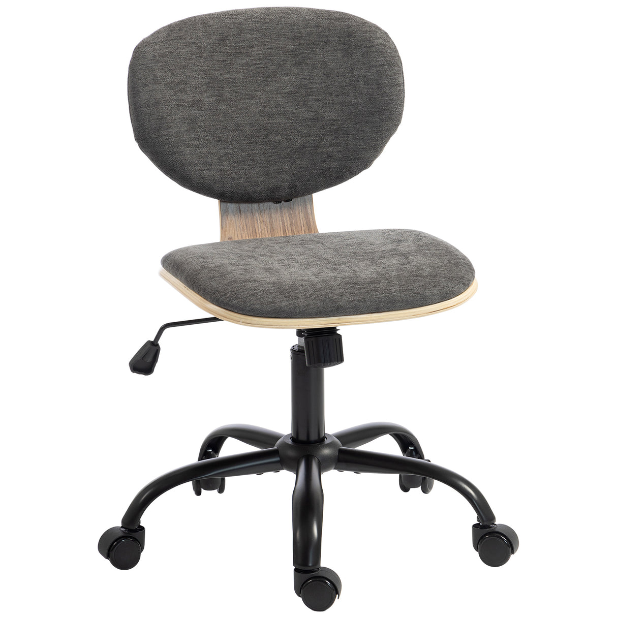 Linen Fabric Home And Office Chair 43cm Wide With PU Wheels - Velmora