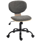 Linen Fabric Home And Office Chair 43cm Wide With PU Wheels - Velmora