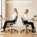 Linen Fabric Home And Office Chair 43cm Wide With PU Wheels - Velmora