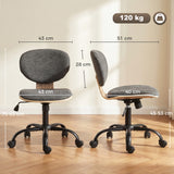 Linen Fabric Home And Office Chair 43cm Wide With PU Wheels - Velmora