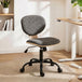 Linen Fabric Home And Office Chair 43cm Wide With PU Wheels - Velmora