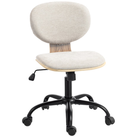 Linen Fabric Home And Office Chair 43cm Wide With PU Wheels - Velmora