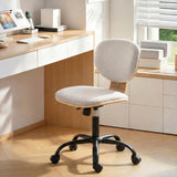 Linen Fabric Home And Office Chair 43cm Wide With PU Wheels - Velmora