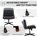 Linen Fabric Home And Office Chair 61cm Wide Armless With Criss Cross Legs - Velmora