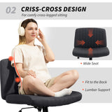 Linen Fabric Home And Office Chair 61cm Wide Armless With Criss Cross Legs - Velmora
