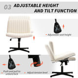 Linen Fabric Home And Office Chair 61cm Wide Armless With Criss Cross Legs - Velmora
