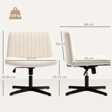 Linen Fabric Home And Office Chair 61cm Wide Armless With Criss Cross Legs - Velmora