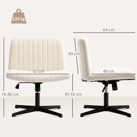 Linen Fabric Home And Office Chair 61cm Wide Armless With Criss Cross Legs - Velmora