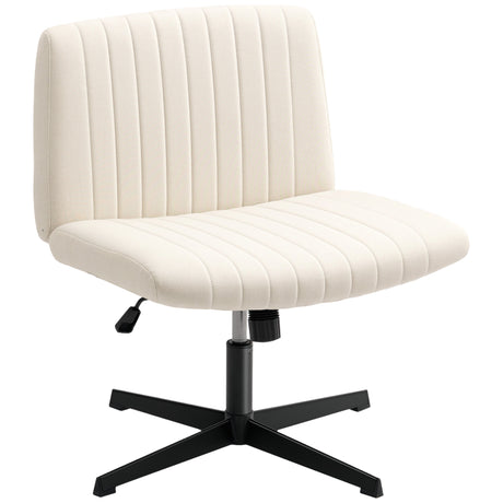 Linen Fabric Home And Office Chair 61cm Wide Armless With Criss Cross Legs - Velmora