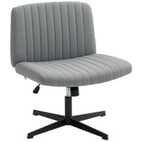 Linen Fabric Home And Office Chair 61cm Wide Armless With Criss Cross Legs - Velmora