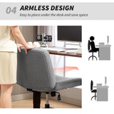 Linen Fabric Home And Office Chair 61cm Wide Armless With Criss Cross Legs - Velmora