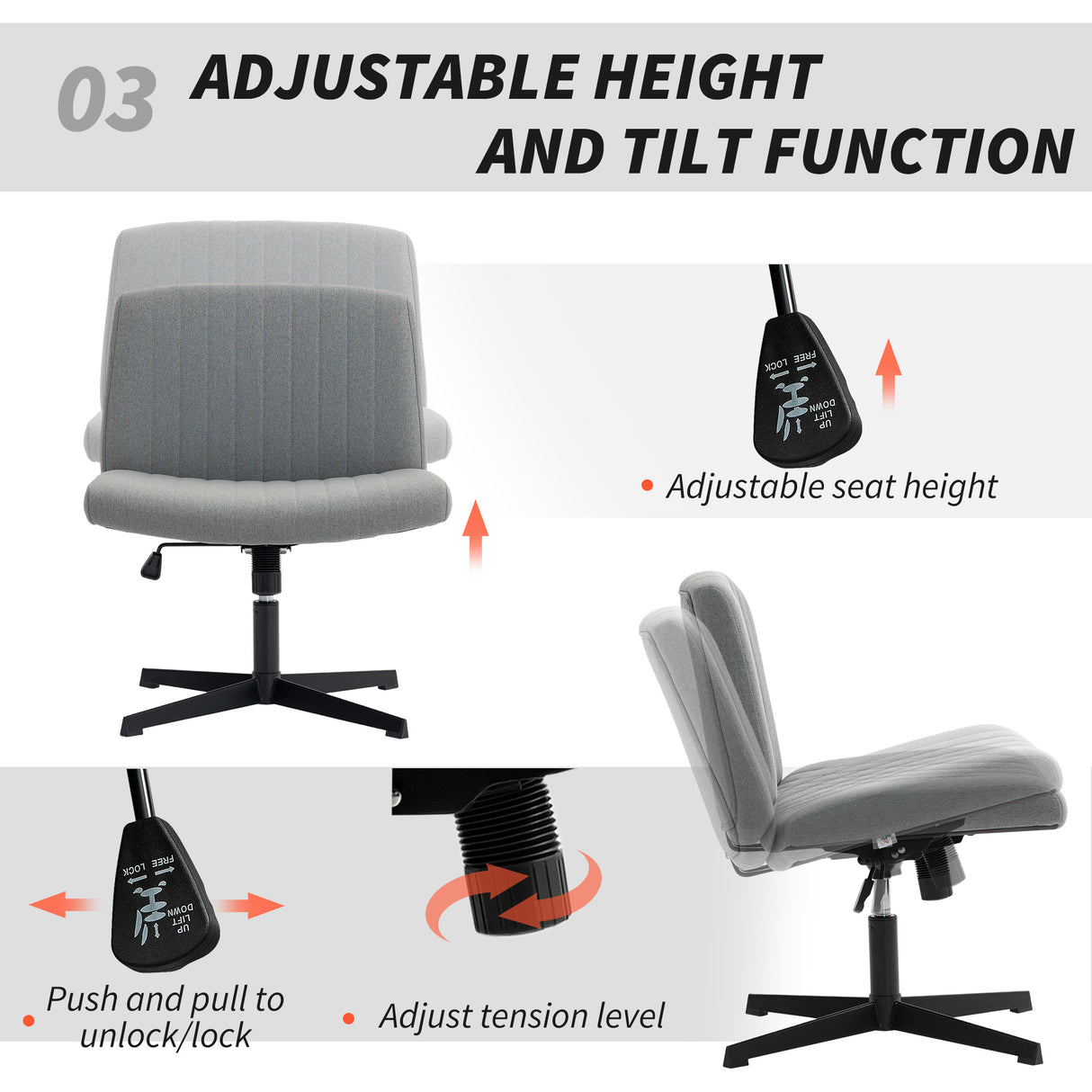 Linen Fabric Home And Office Chair 61cm Wide Armless With Criss Cross Legs - Velmora