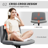 Linen Fabric Home And Office Chair 61cm Wide Armless With Criss Cross Legs - Velmora