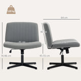 Linen Fabric Home And Office Chair 61cm Wide Armless With Criss Cross Legs - Velmora