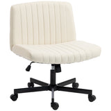 Linen Fabric Home And Office Chair 61cm Wide Armless With Wheels - Velmora