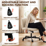 Linen Fabric Home And Office Chair 61cm Wide Armless With Wheels - Velmora