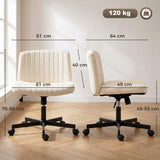 Linen Fabric Home And Office Chair 61cm Wide Armless With Wheels - Velmora