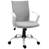 Linen Fabric Home And Office Chair 61cm Wide With Wheels - Velmora