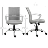 Linen Fabric Home And Office Chair 61cm Wide With Wheels - Velmora