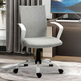 Linen Fabric Home And Office Chair 61cm Wide With Wheels - Velmora