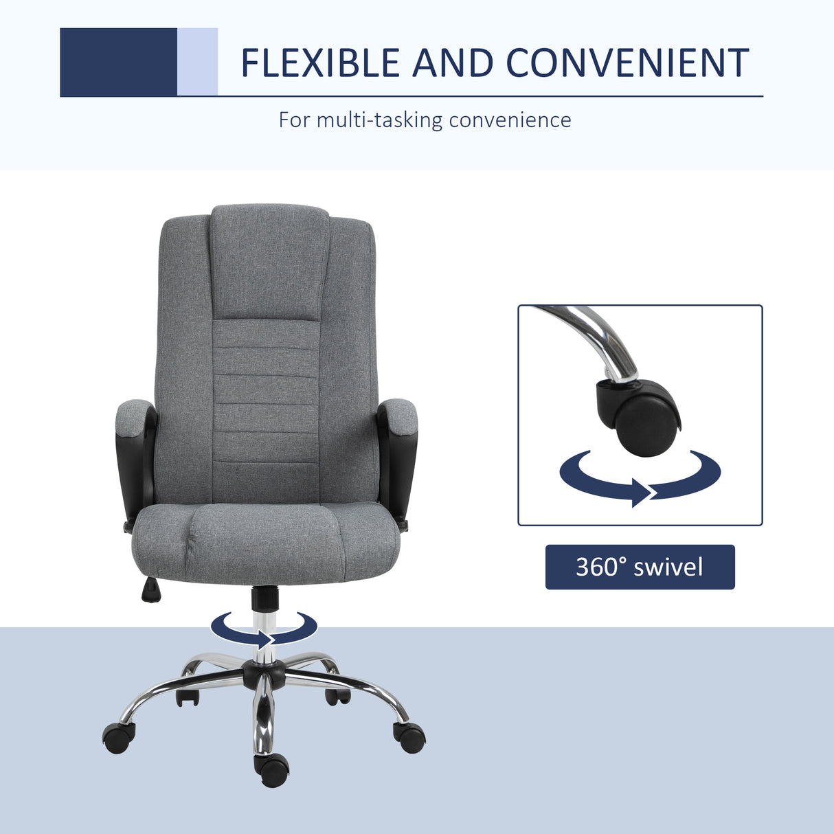 Linen Fabric Home And Office Chair 62cm Wide - Velmora
